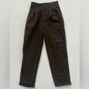 Vintage Chocolate Brown Pleated Straight Leg Trouser Size 4